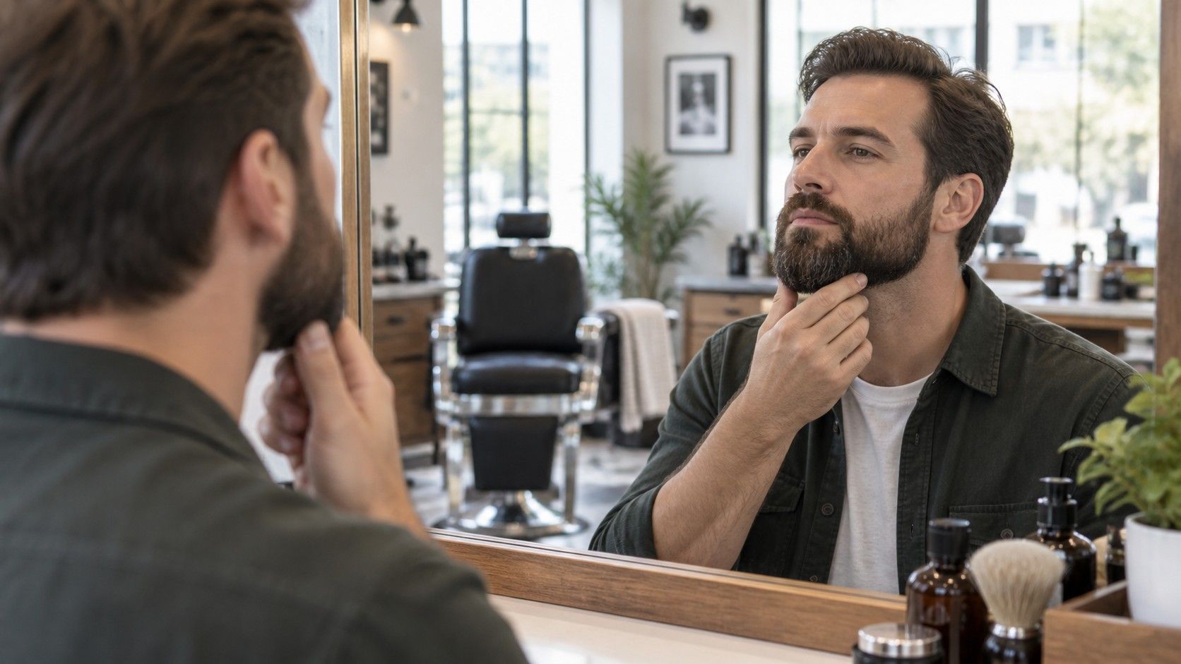 Neatly shaped beard with a natural cheek line