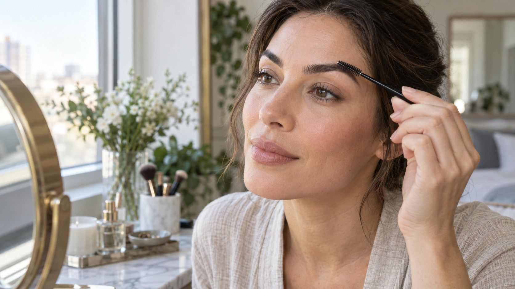 Natural eyebrow shaping with a soft arch